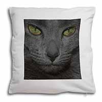 Grey Cats Face Close-Up Soft White Velvet Feel Scatter Cushion