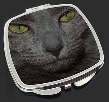 Grey Cats Face Close-Up Make-Up Compact Mirror