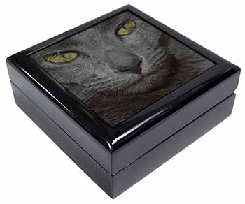 Grey Cats Face Close-Up Keepsake/Jewellery Box