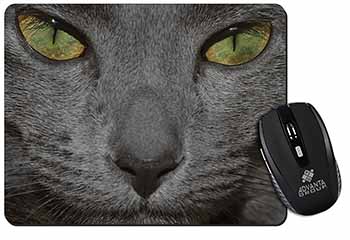 Grey Cats Face Close-Up Computer Mouse Mat