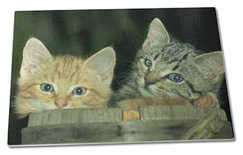 Large Glass Cutting Chopping Board Kittens in Beer Barrel