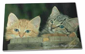 Large Glass Cutting Chopping Board Kittens in Beer Barrel 