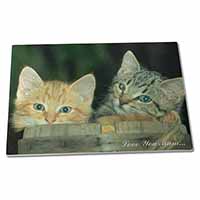 Large Glass Cutting Chopping Board Kittens in Beer Barrel 