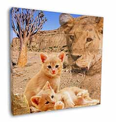 Fantasy Spirit Lion Watch on Ginger Kittens Square Canvas 12"x12" Wall Art Pictu