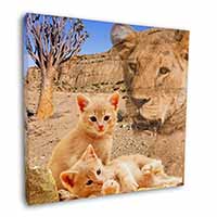 Fantasy Spirit Lion Watch on Ginger Kittens Square Canvas 12"x12" Wall Art Pictu