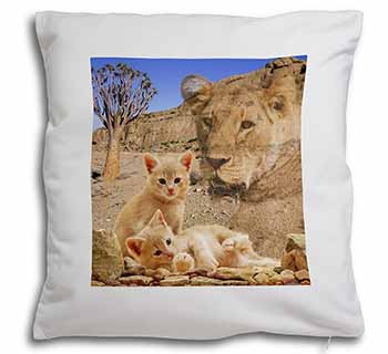 Fantasy Spirit Lion Watch on Ginger Kittens Soft White Velvet Feel Scatter Cushi