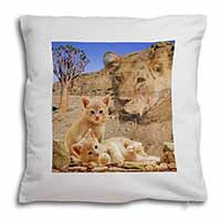 Fantasy Spirit Lion Watch on Ginger Kittens Soft White Velvet Feel Scatter Cushi