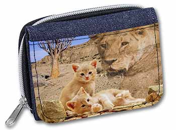 Fantasy Spirit Lion Watch on Ginger Kittens Unisex Denim Purse Wallet