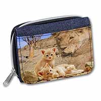 Fantasy Spirit Lion Watch on Ginger Kittens Unisex Denim Purse Wallet