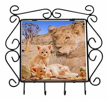 Fantasy Spirit Lion Watch on Ginger Kittens Wrought Iron Key Holder Hooks