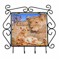 Fantasy Spirit Lion Watch on Ginger Kittens Wrought Iron Key Holder Hooks