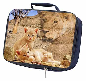 Fantasy Spirit Lion Watch on Ginger Kittens Navy Insulated School Lunch Box/Picn