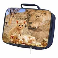 Fantasy Spirit Lion Watch on Ginger Kittens Navy Insulated School Lunch Box/Picn