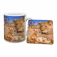 Fantasy Spirit Lion Watch on Ginger Kittens Mug and Coaster Set