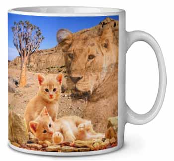 Fantasy Spirit Lion Watch on Ginger Kittens Ceramic 10oz Coffee Mug/Tea Cup