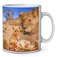 Fantasy Spirit Lion Watch on Ginger Kittens Ceramic 10oz Coffee Mug/Tea Cup