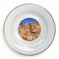 Fantasy Spirit Lion Watch on Ginger Kittens Gold Rim Plate Printed Full Colour i