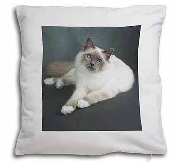 Adorable Birman Cat Soft White Velvet Feel Scatter Cushion