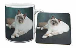 Adorable Birman Cat Mug and Coaster Set