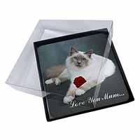 4x Birman Cat+Rose 