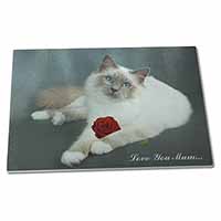 Large Glass Cutting Chopping Board Birman Cat+Rose 