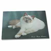 Large Glass Cutting Chopping Board Birman Cat 