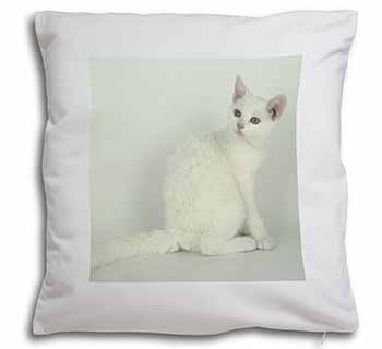 White American Wire Hair Cat Soft White Velvet Feel Scatter Cushion