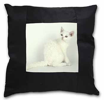 White American Wire Hair Cat Black Satin Feel Scatter Cushion