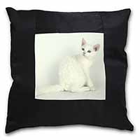 White American Wire Hair Cat Black Satin Feel Scatter Cushion