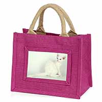 White American Wire Hair Cat Little Girls Small Pink Jute Shopping Bag