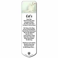 White American Wire Hair Cat Bookmark, Book mark, Printed full colour