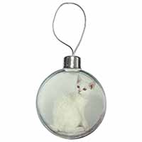 White American Wire Hair Cat Christmas Bauble