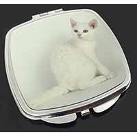 White American Wire Hair Cat Make-Up Compact Mirror
