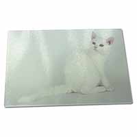 Large Glass Cutting Chopping Board White American Wire Hair Cat
