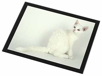 White American Wire Hair Cat Black Rim High Quality Glass Placemat