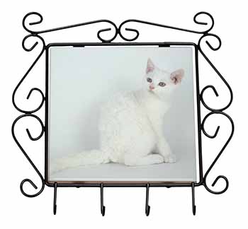 White American Wire Hair Cat Wrought Iron Key Holder Hooks