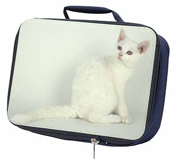 White American Wire Hair Cat Navy Insulated School Lunch Box/Picnic Bag