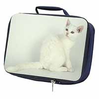 White American Wire Hair Cat Navy Insulated School Lunch Box/Picnic Bag
