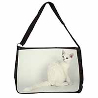 White American Wire Hair Cat Large Black Laptop Shoulder Bag School/College