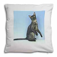 Pretty Asian Smoke Cat Soft White Velvet Feel Scatter Cushion