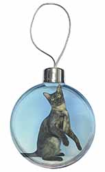 Pretty Asian Smoke Cat Christmas Bauble