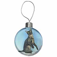 Pretty Asian Smoke Cat Christmas Bauble