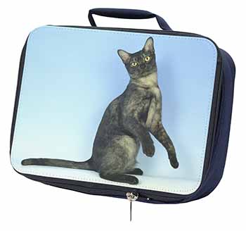 Pretty Asian Smoke Cat Navy Insulated School Lunch Box/Picnic Bag