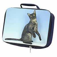 Pretty Asian Smoke Cat Navy Insulated School Lunch Box/Picnic Bag