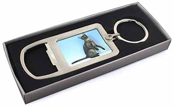 Pretty Asian Smoke Cat Chrome Metal Bottle Opener Keyring in Box