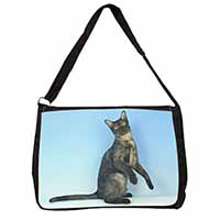 Pretty Asian Smoke Cat Large Black Laptop Shoulder Bag School/College