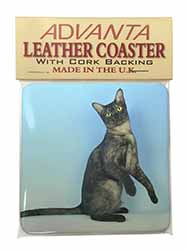 Pretty Asian Smoke Cat Single Leather Photo Coaster