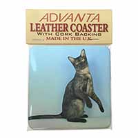 Pretty Asian Smoke Cat Single Leather Photo Coaster