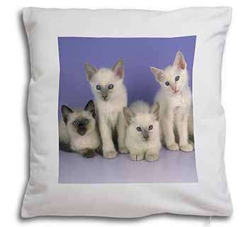 Cute Balinese Kittens Soft White Velvet Feel Scatter Cushion