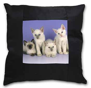 Cute Balinese Kittens Black Satin Feel Scatter Cushion
